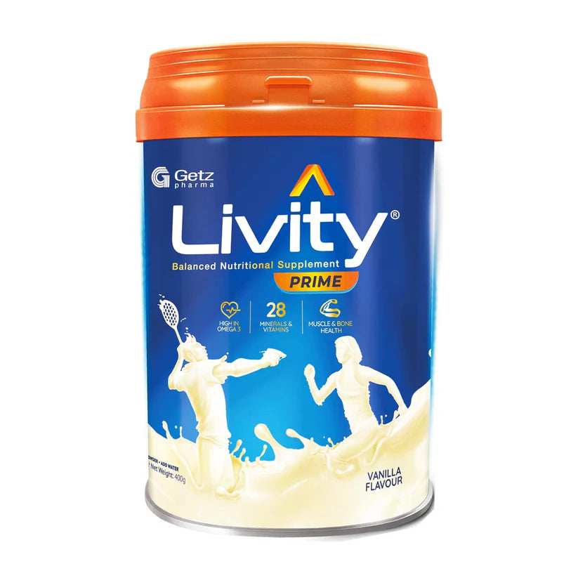 Getz Pharma Livity Balanced Nutritional Supplement Vanilla Flavour, 400g