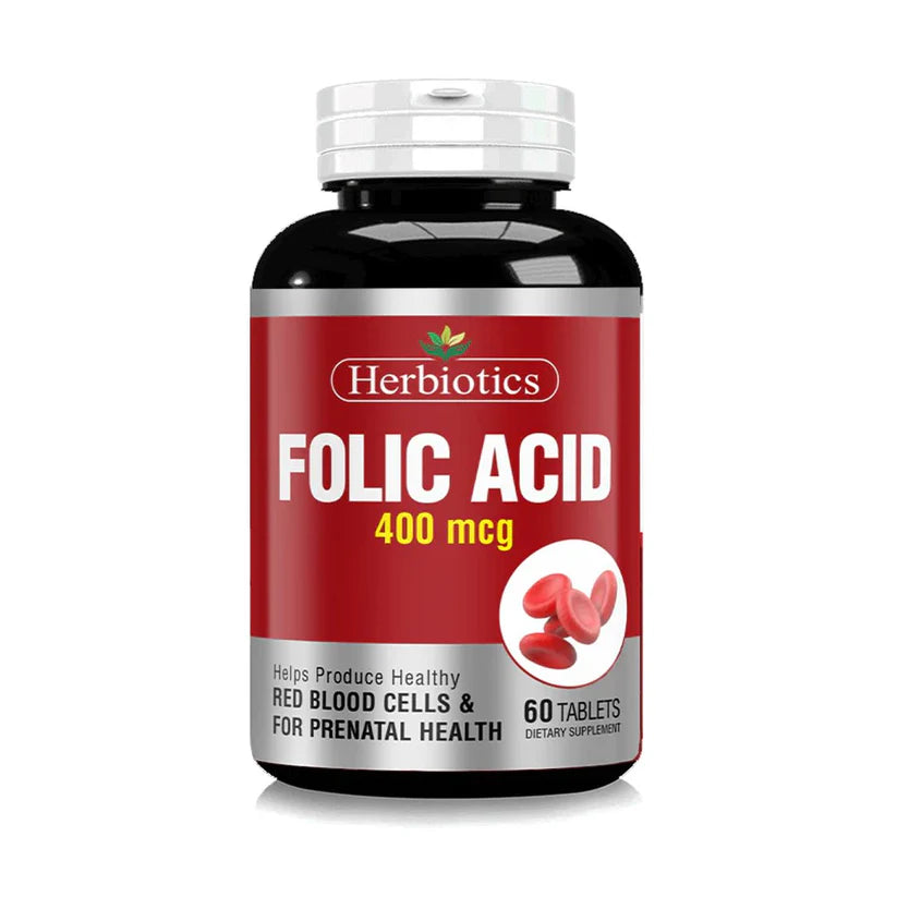 Herbiotics Folic Acid (400 mcg), 60 Ct
