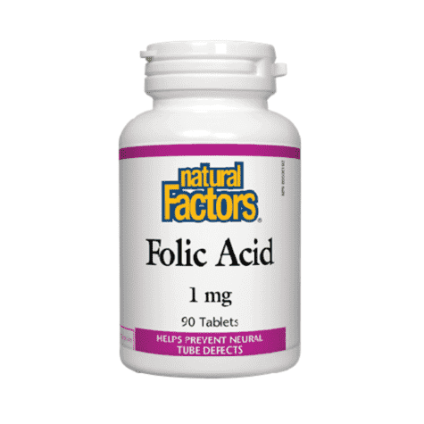 Natural Factors Folic Acid 1000mcg (1mg), 90 Ct