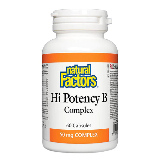 Natural Factors Hi Potency B-50 B Complex, 60 Ct