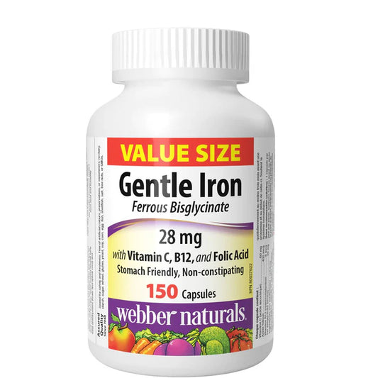 Webber Naturals Gentle Iron Ferrous Bisglycinate 28mg, 150 Ct