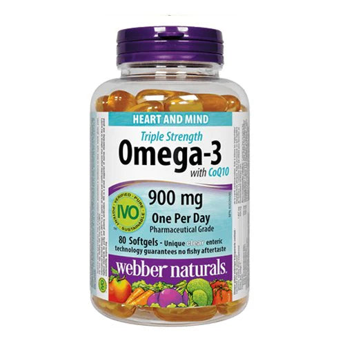 Webber Naturals Triple Strength Omega 3 with CoQ10 (One Daily), 80 Ct