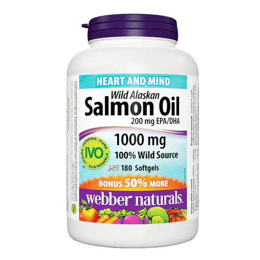 Webber Naturals Wild Alaskan Salmon Oil 1000mg, 180 Ct