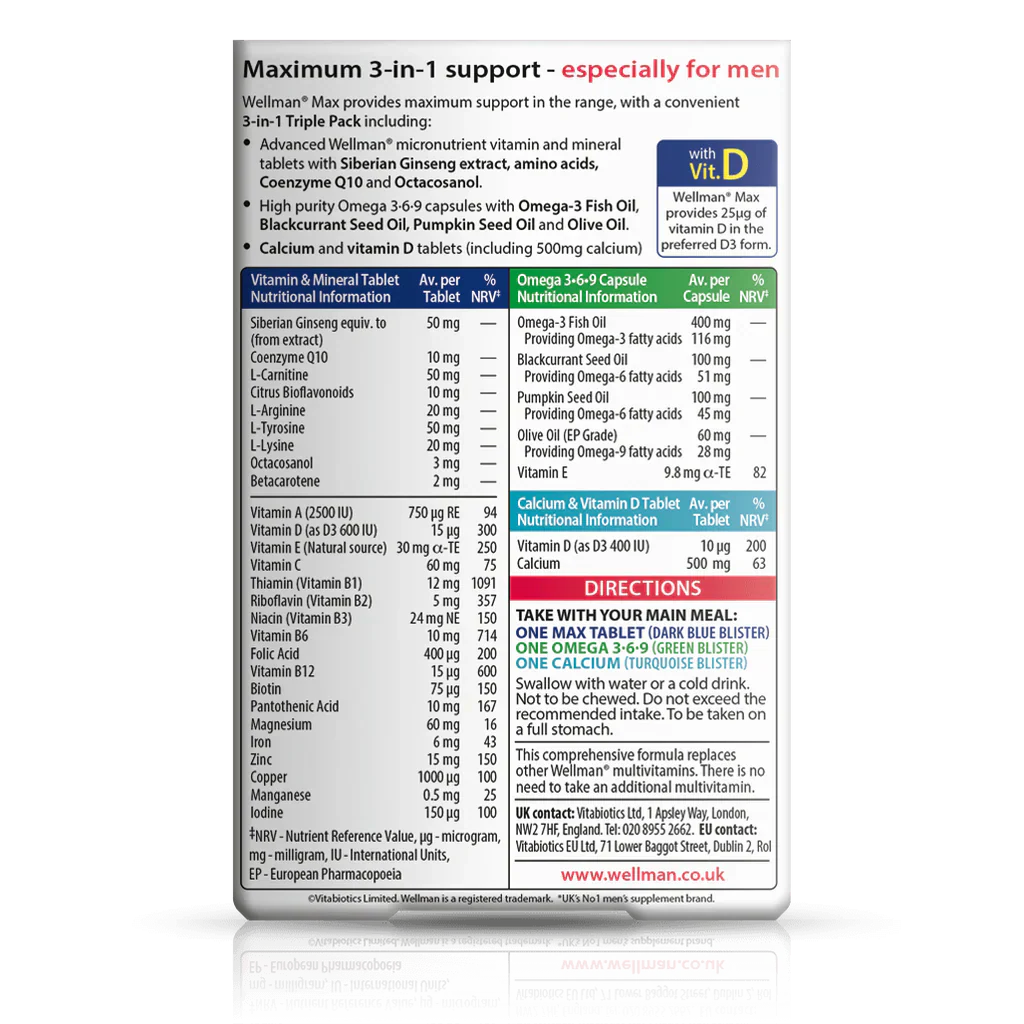 Vitabiotics Wellman Max 84 tablets/capsules