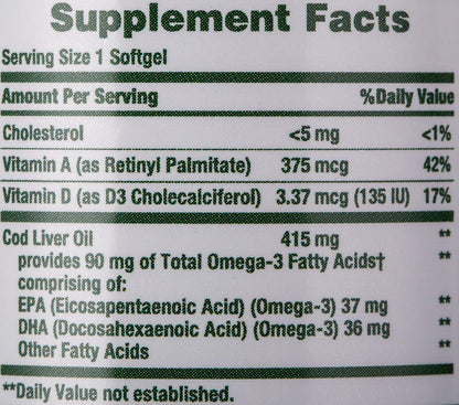 Nature's Bounty Cod Liver Oil 100 Ct