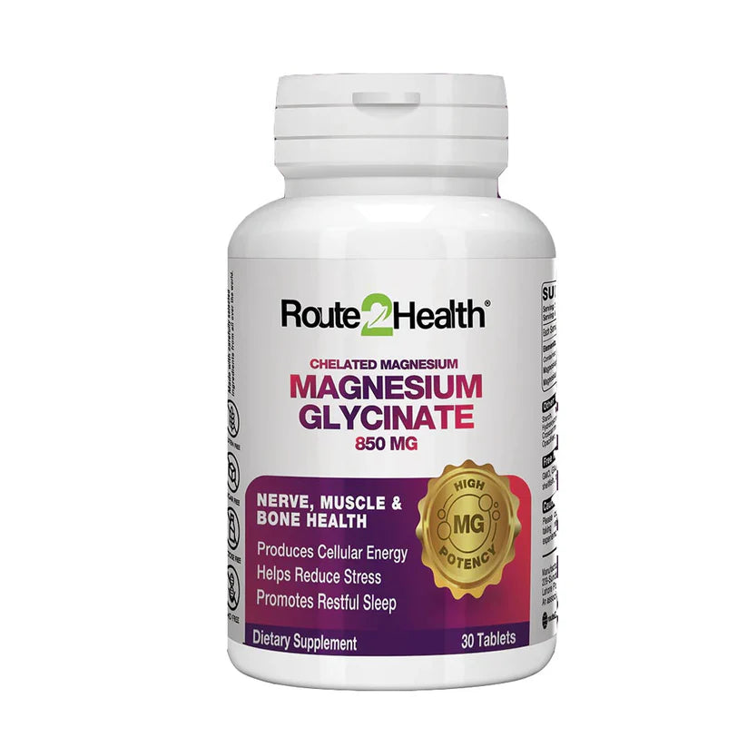 Route2Health Magnesium Glycinate 850mg, 30 Ct