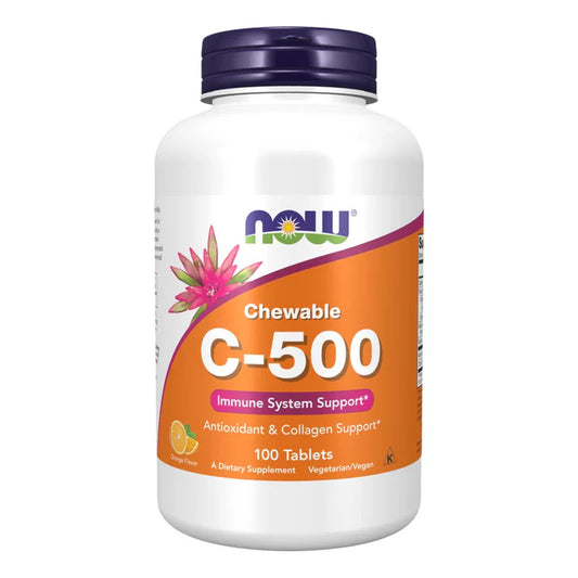 NOW Vitamin C 500mg Chewable Tablets (Orange), 100 Ct