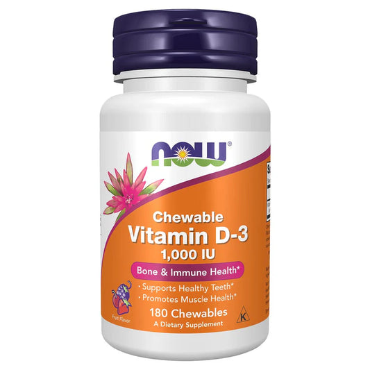 NOW Vitamin D-3 1,000 IU Chewables, 180 Ct
