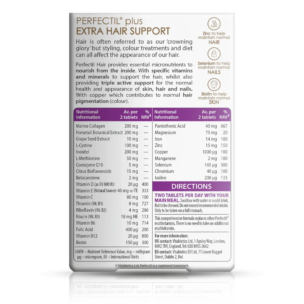 Vitabiotics Perfectil Hair Extra Support 60 Tablets