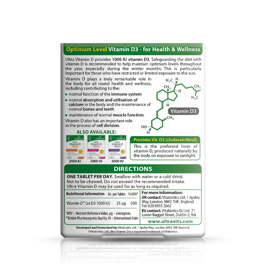 Vitabiotics Ultra Vitamin D 1000IU 96 Tablets